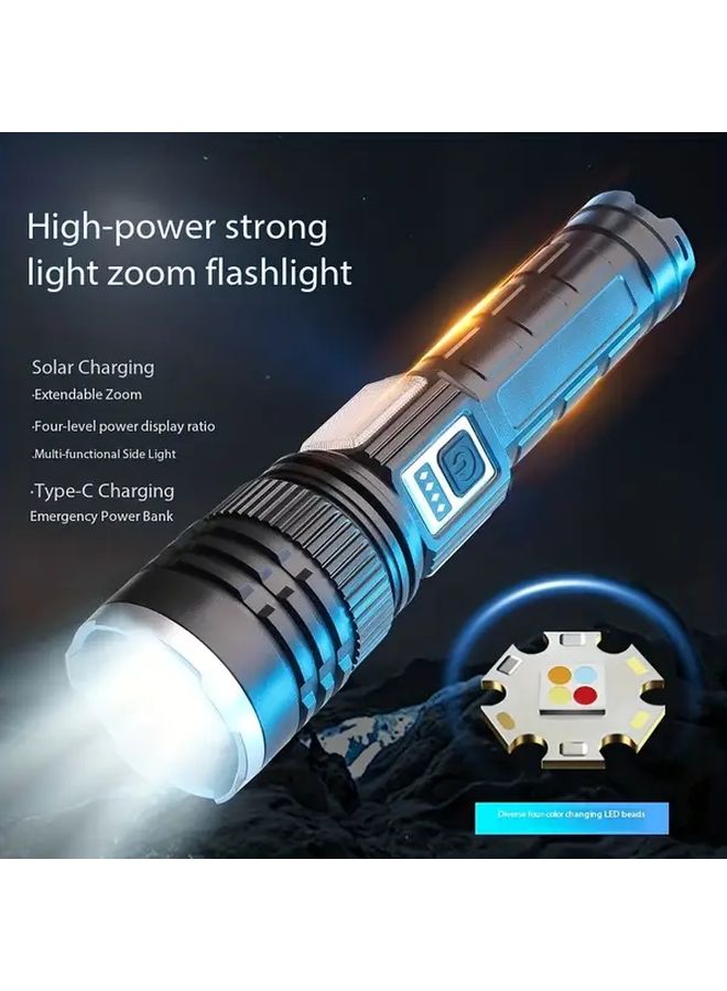 مصباح يدوي LED متعدد الوظائف COB قابل لإعادة الشحن بمنفذ USB من النوع C أسود مع تركيز قابل للتعديل - Image 5