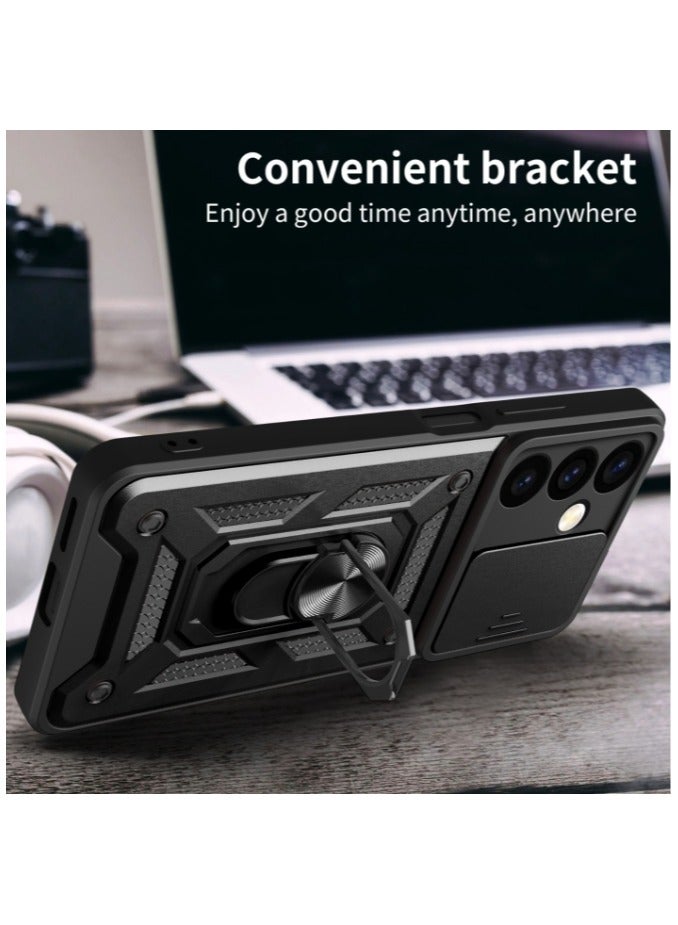 for Samsung Galaxy A26 5G Case Cover, Slide Camera Lens Cover, Magnetic Ring Holder Kickstand Protective Phone Case for Samsung Galaxy A26 5G, Black - Image 3