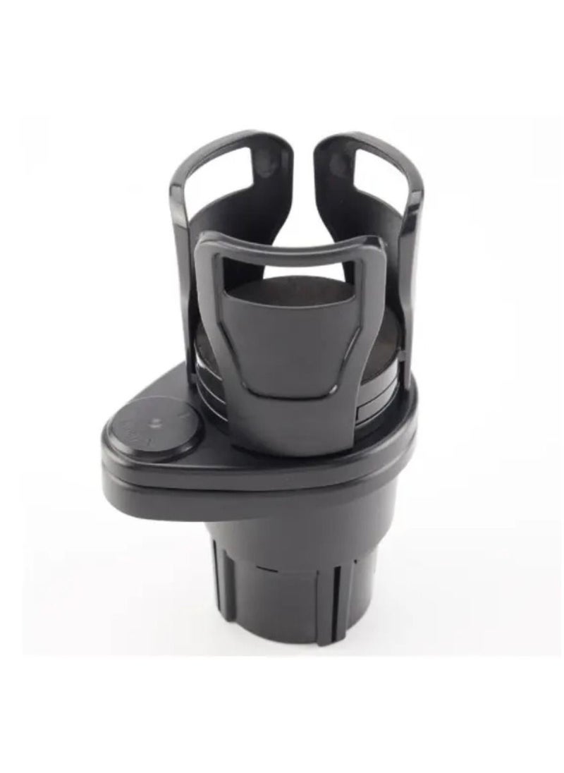 Yuwell - Universal Car Cup Holder Expander Adapter 2 in 1 Multifunctional Dual Cup Mount Extender Organizer for Vehicles With 360°Rotating Adjustable Base To Hold Coffee Drinks Bottles - Image 1