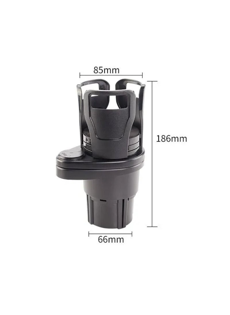 Yuwell - Universal Car Cup Holder Expander Adapter 2 in 1 Multifunctional Dual Cup Mount Extender Organizer for Vehicles With 360°Rotating Adjustable Base To Hold Coffee Drinks Bottles - Image 1