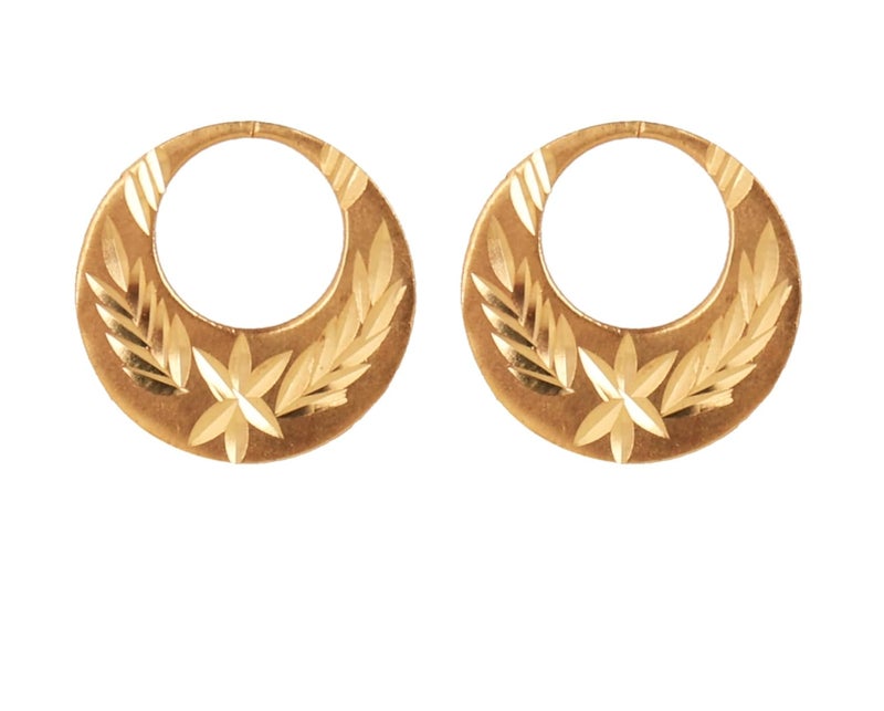 RidVik 1 Micron 22K Gold Plated Nattiyan Earrings For Men's Panjabi Boy | Gold Plated Brass Material Golden Hoop Studs Earrings Bali For Mens Fashion's - Image 1