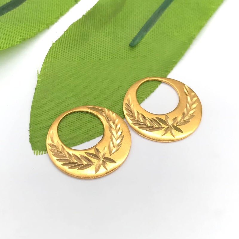 RidVik 1 Micron 22K Gold Plated Nattiyan Earrings For Men's Panjabi Boy | Gold Plated Brass Material Golden Hoop Studs Earrings Bali For Mens Fashion's - Image 2