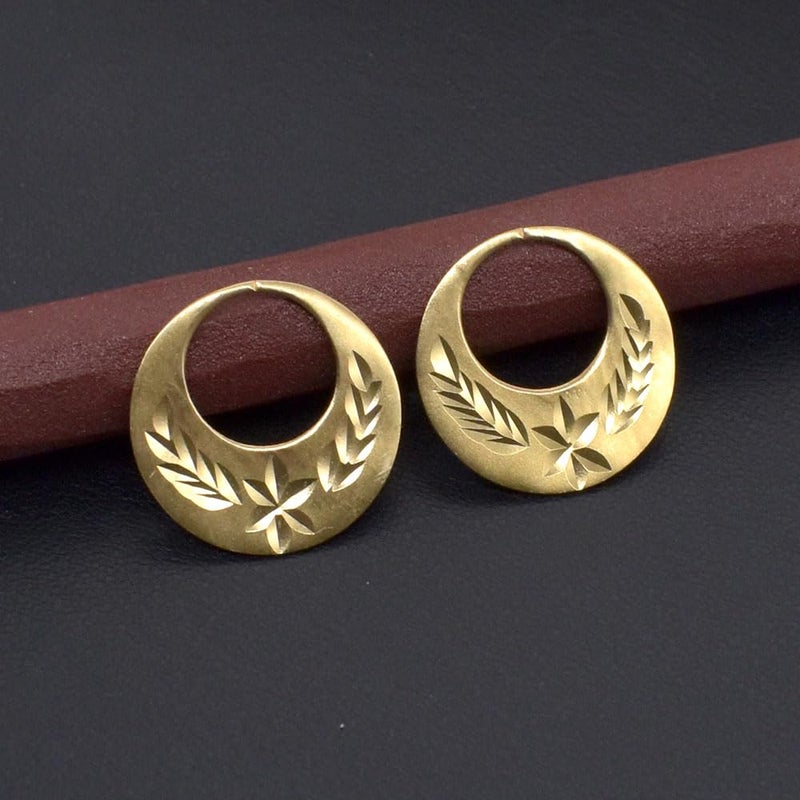 RidVik 1 Micron 22K Gold Plated Nattiyan Earrings For Men's Panjabi Boy | Gold Plated Brass Material Golden Hoop Studs Earrings Bali For Mens Fashion's - Image 3