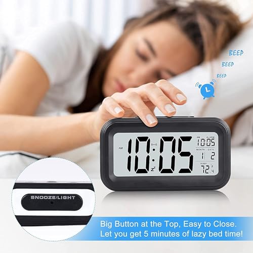LUUKMONDE Digital Alarm Clock for Heavy Sleepers, Digital Clock Table Clock for Study Table, Students, Office, Corporate | Alarm Clock for Bedroom with Loud Sound, Automatic Sensor,Date & Temperature - Image 4