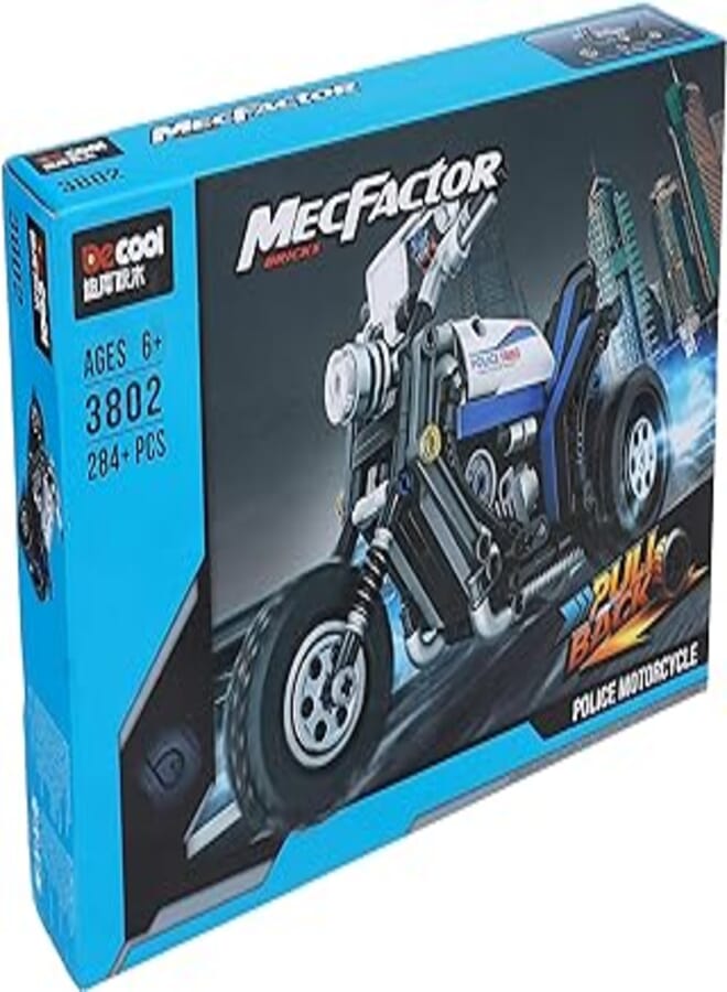 DECOOL Motorcycles MecFactor: Powered Pullback Police Trik Technic
