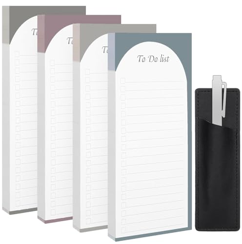 Thboxes 4 Pack Magnetic To Do List Refrigerator with Pen Holder, Totally 200 Sheets Magnetic Note Pad for Fridge Grocery List Magnet Pad for Fridge(Morandi Design) - Image 1