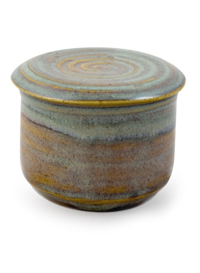 Modern Artisans American Handmade Stoneware Pottery French Butter Keeper Crock (Sea Oats) - Image 1