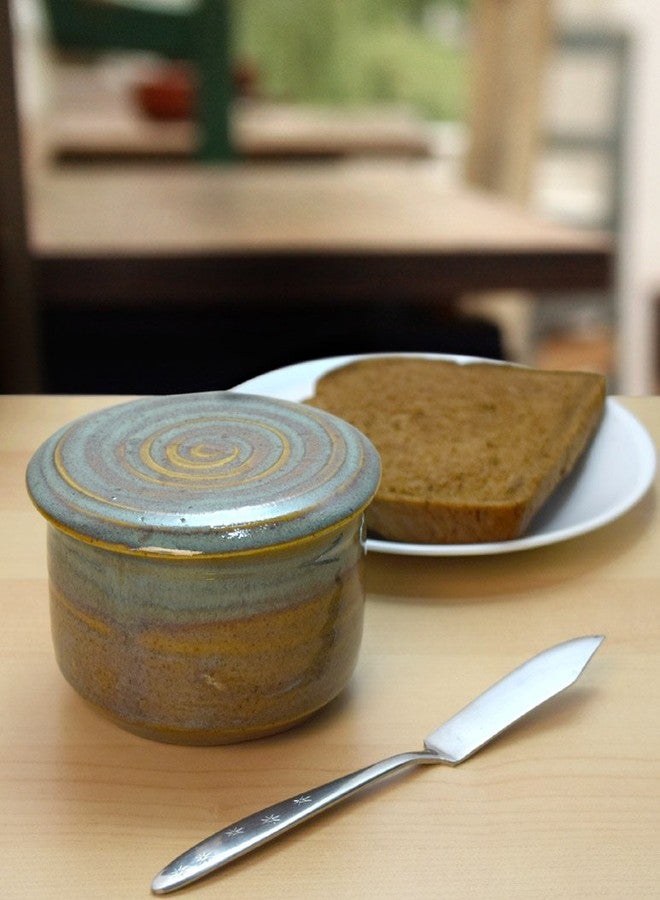 Modern Artisans American Handmade Stoneware Pottery French Butter Keeper Crock (Sea Oats) - Image 3