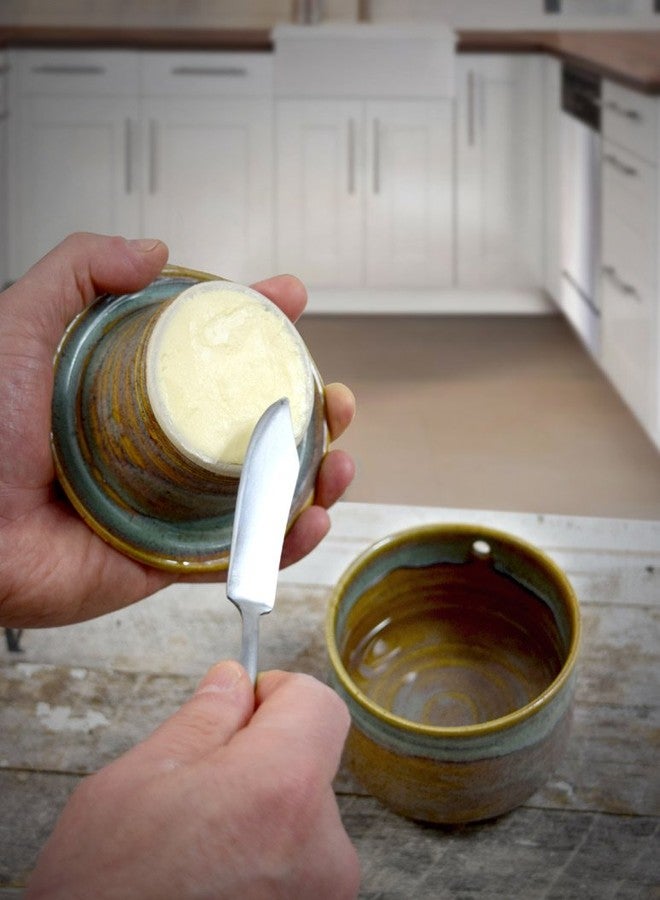 Modern Artisans American Handmade Stoneware Pottery French Butter Keeper Crock (Sea Oats) - Image 4