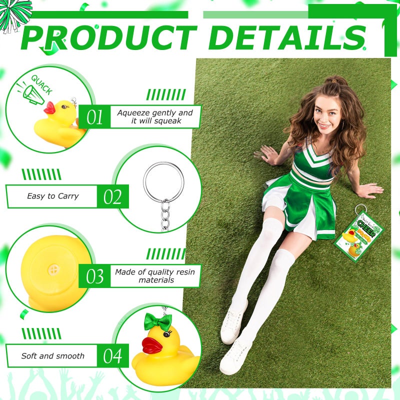 Seenelling Cheer Gifts Bulk Duck Keychain You've Been Cheer Ducked Tags Bow Organza Bags for Valentines Cheerleader Team Gift - Image 3
