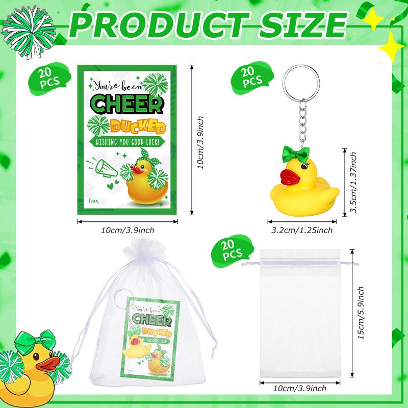 Seenelling Cheer Gifts Bulk Duck Keychain You've Been Cheer Ducked Tags Bow Organza Bags for Valentines Cheerleader Team Gift - Image 2