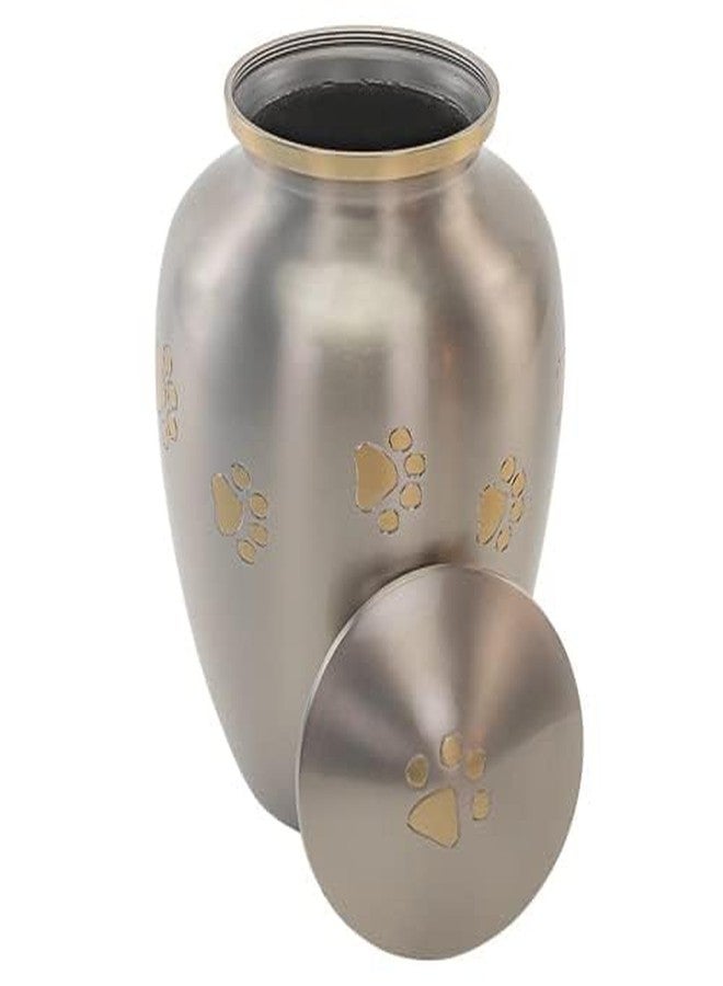 Silverlight Urns Pewter with Gold Paw Prints Large Pet Cremation Urn for Ashes, Brass, Silver Urn, Dog Urn, Cat Urn, Large Sized Pet Urn, 7.5 Inches High - Image 3