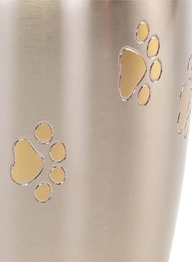Silverlight Urns Pewter with Gold Paw Prints Large Pet Cremation Urn for Ashes, Brass, Silver Urn, Dog Urn, Cat Urn, Large Sized Pet Urn, 7.5 Inches High - Image 4