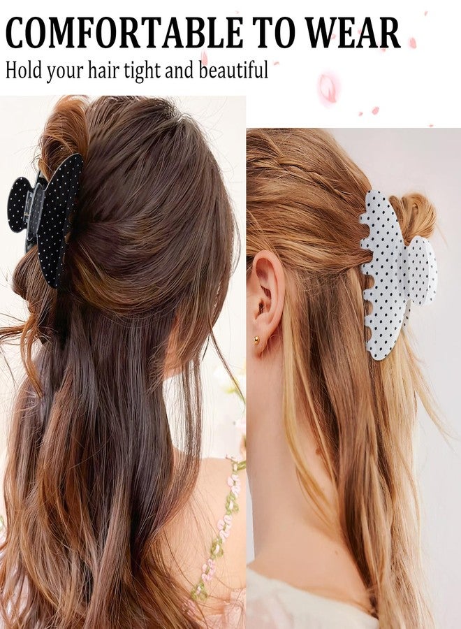 SuPoo Cute Polka Dot Hair Clips, 2pcs Acrylic Claw Clips Black White Big Strong Hold Decorative Hair Claw Clips Recycled Medium Hair Clips for Women Stylish Hair Accessories - Image 3