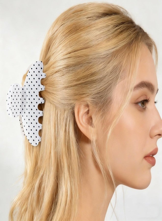 SuPoo Cute Polka Dot Hair Clips, 2pcs Acrylic Claw Clips Black White Big Strong Hold Decorative Hair Claw Clips Recycled Medium Hair Clips for Women Stylish Hair Accessories - Image 5