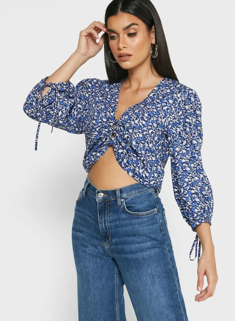 Jovonna London Front Twisted Printed Top
