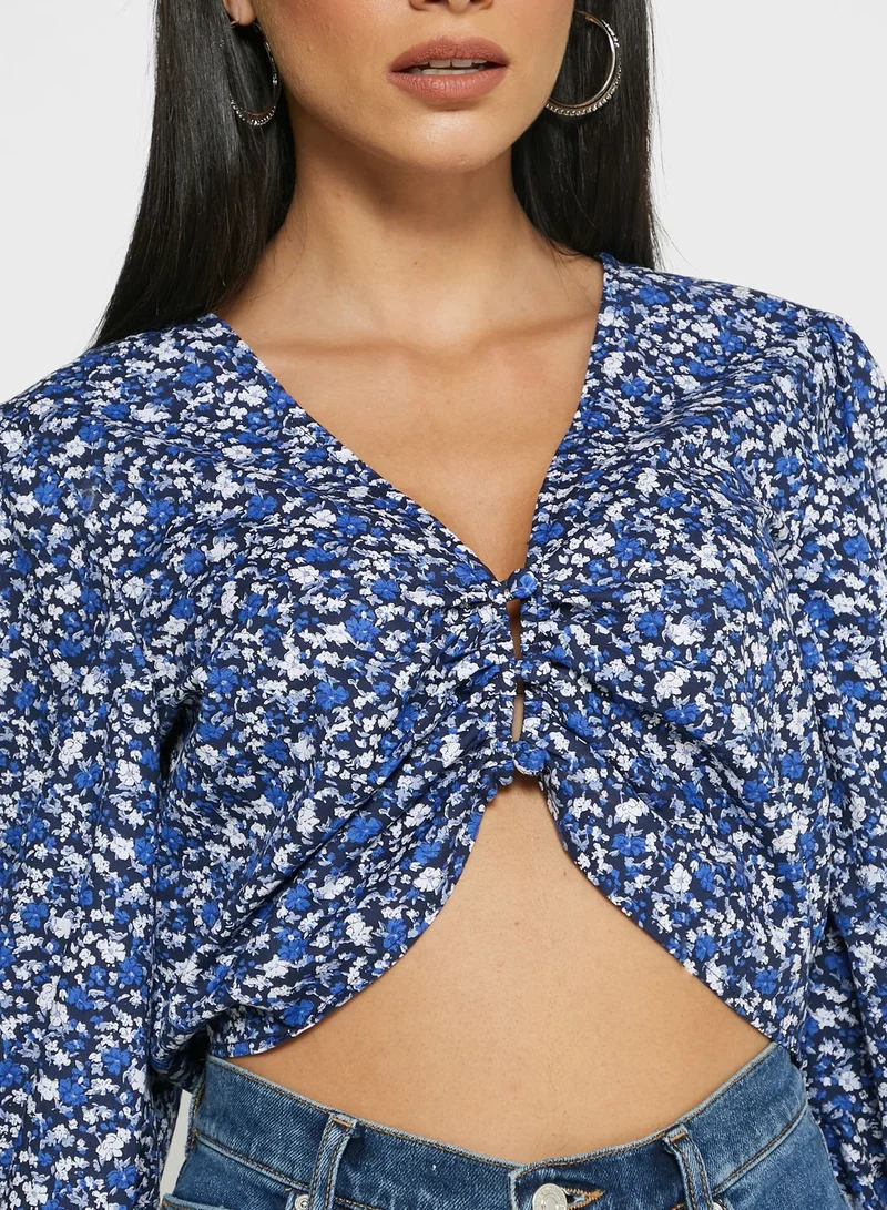 Jovonna London Front Twisted Printed Top