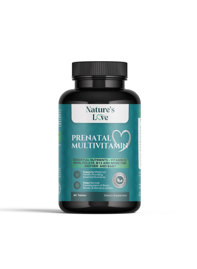 Nature's Love Nature's Love Prenatal Multivitamin - Complete Support with Folic Acid for Mom & Baby - 60 Tablets - Image 1