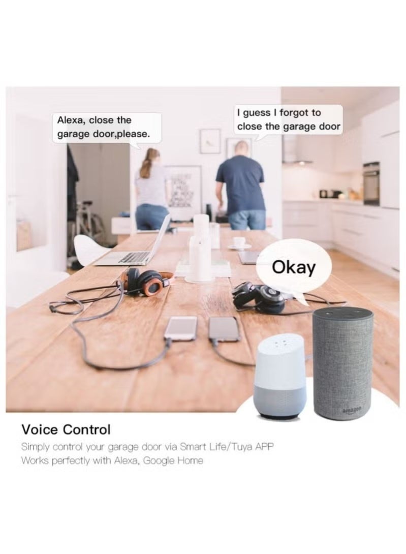 مفتاح واي فاي ذكي لفتح باب المرآب يعمل بنظام واي فاي، مع تطبيق Echo Google Home Smart Life/ Tuya للتحكم، لا يتطلب محورًا - Image 2