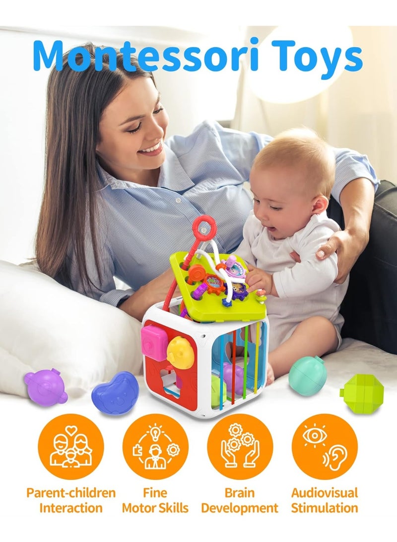 Multifunction Baby Sensory Montessori Activity Cube Toys, Shape Sorter Early Learning Educational Interactive Toys for Infant Toddlers Boy Girl, Birthday Gifts Stocking Stuffers - Image 2