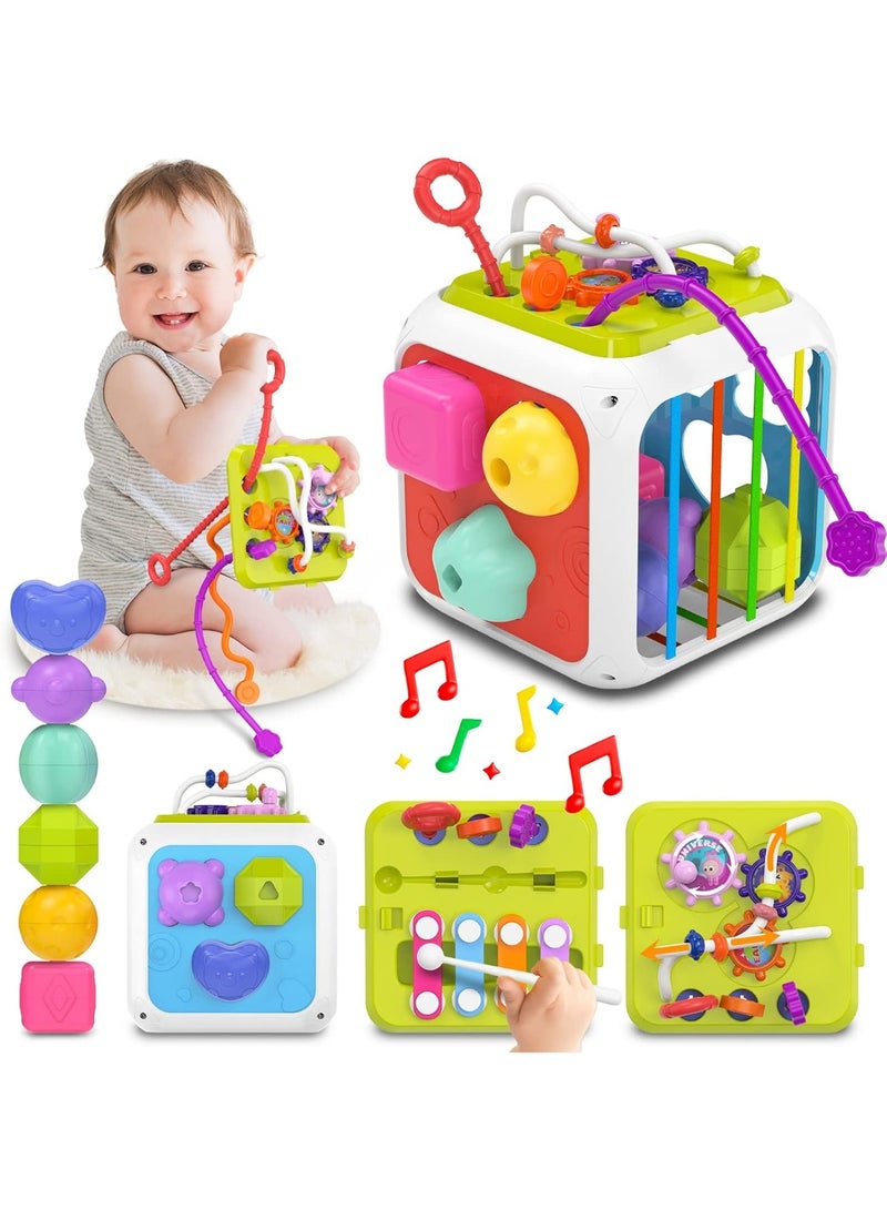 Multifunction Baby Sensory Montessori Activity Cube Toys, Shape Sorter Early Learning Educational Interactive Toys for Infant Toddlers Boy Girl, Birthday Gifts Stocking Stuffers - Image 1