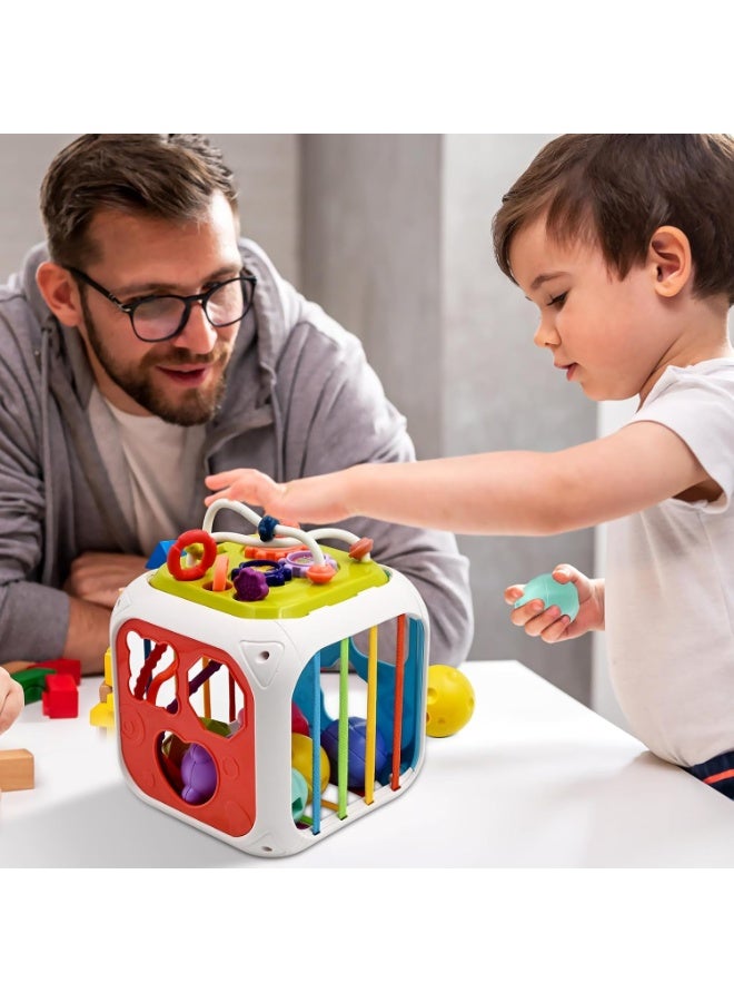 Multifunction Baby Sensory Montessori Activity Cube Toys, Shape Sorter Early Learning Educational Interactive Toys for Infant Toddlers Boy Girl, Birthday Gifts Stocking Stuffers - Image 5