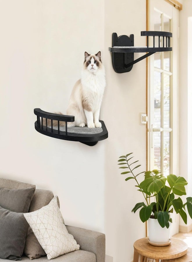 GADKE Cat Wall Shelves Furniture Set with Scratching Pad，Wooden Cat Climbing Wall Systems with 2 Perches and 3 Steps, Floating Shelves Bed Wall Mounted for Indoor Fit Up to 15Lbs (Black) - Image 5