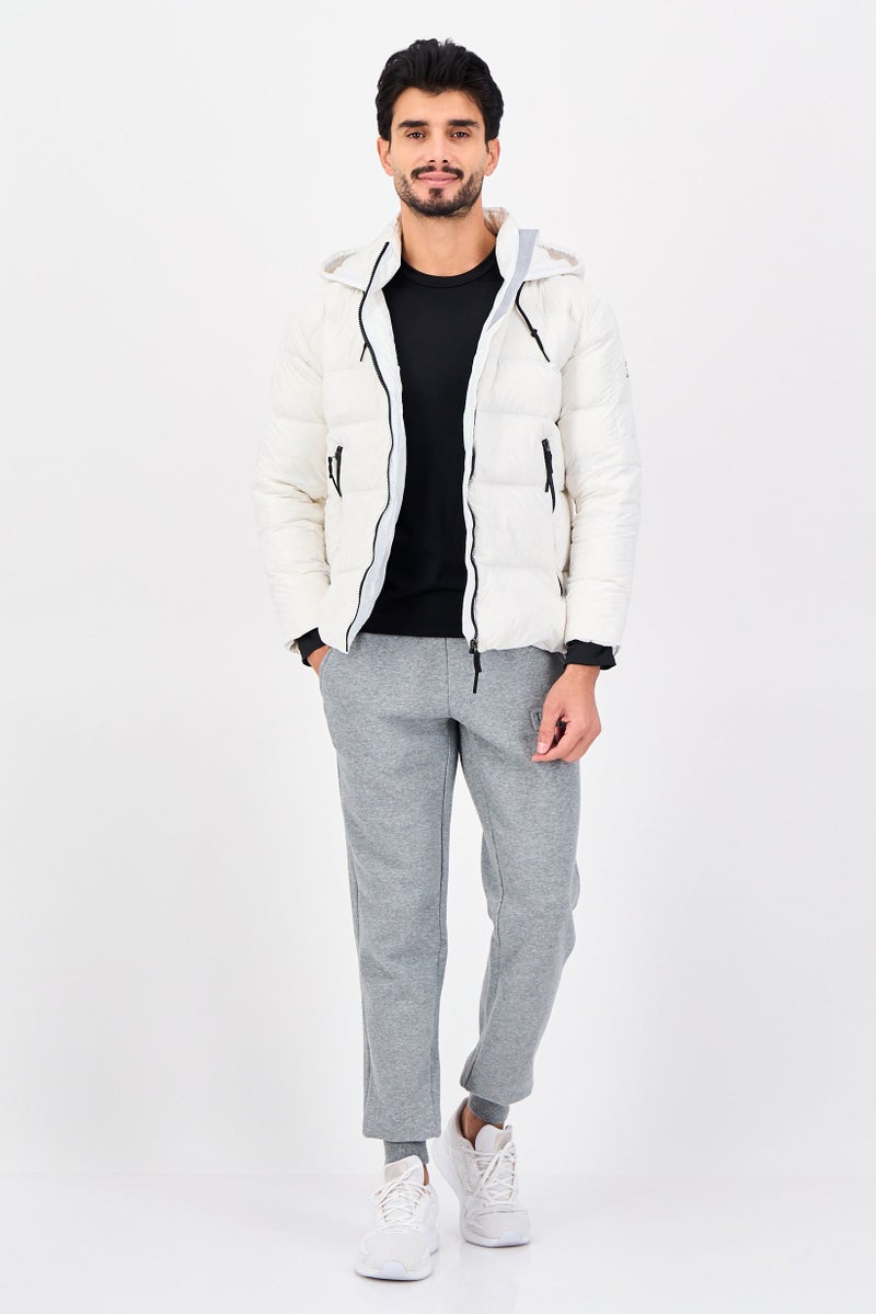 Reebok Men Sportswear Fit Brand Logo Outdoor Jacket, White - Image 4