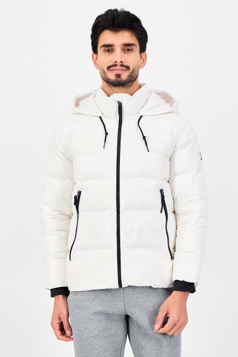 Reebok Men Sportswear Fit Brand Logo Outdoor Jacket, White - Image 1