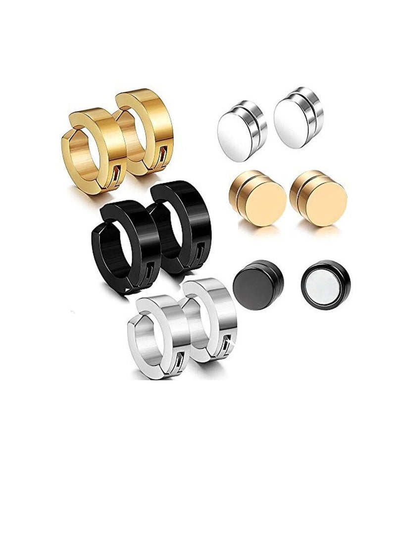 6-Pair Clip On And Hoop Earrings Set, For Women Fashion Clip on Earrings For girls No Piercing Fake Earrings Set  - Image 1