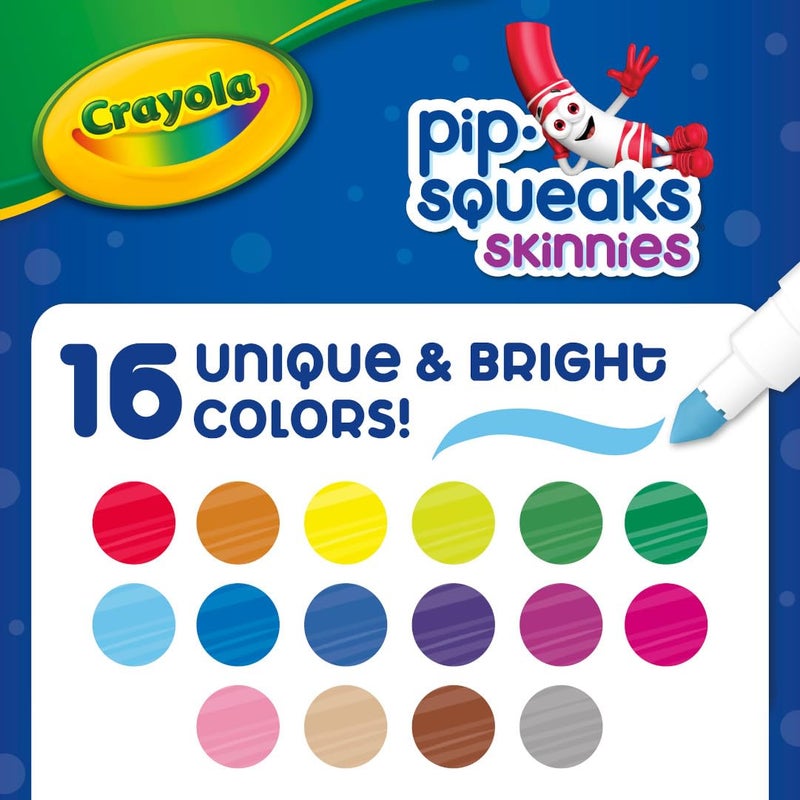 Crayola Washable Pip Squeaks Skinnies Markers (16ct), Mini Markers for Toddlers, Coloring Book Markers, Toys & Gifts for Kids, 3+ - Image 3