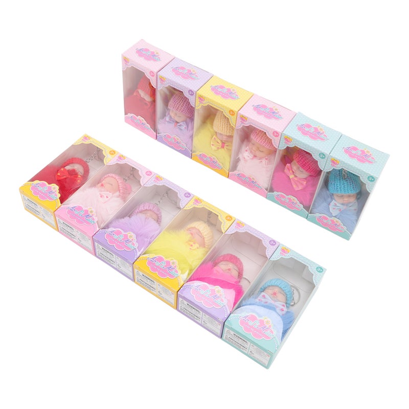 Sleeping Baby Doll Key Chain: 3D Vivid Shape Soft Plush PVC Metal Material - Unique Hat Design Fluffy Ball Keychain for Car Keys Phones Wallets Handbags Friends Children - Image 5