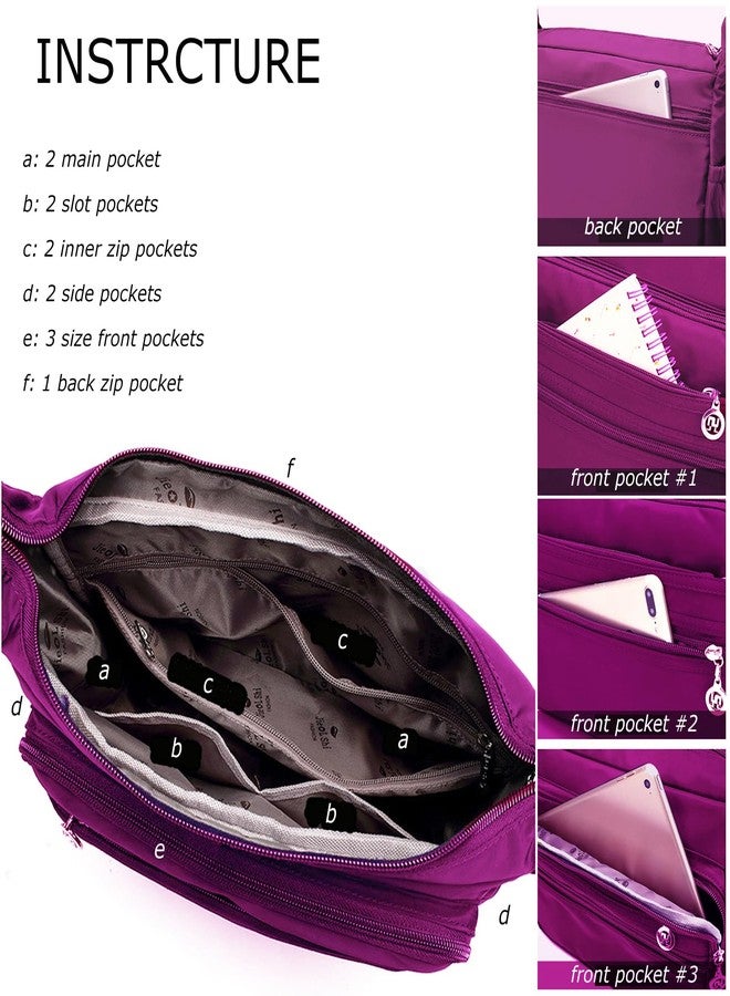 WITERY Crossboby Bags for Women - Lightweight Nylon Shoulder Bag Handbag Waterproof Small Messenger Bag Pocketbooks for Women, Ladies Crossboby Purses Multiple Pockets Travel Puse Tote - Image 4