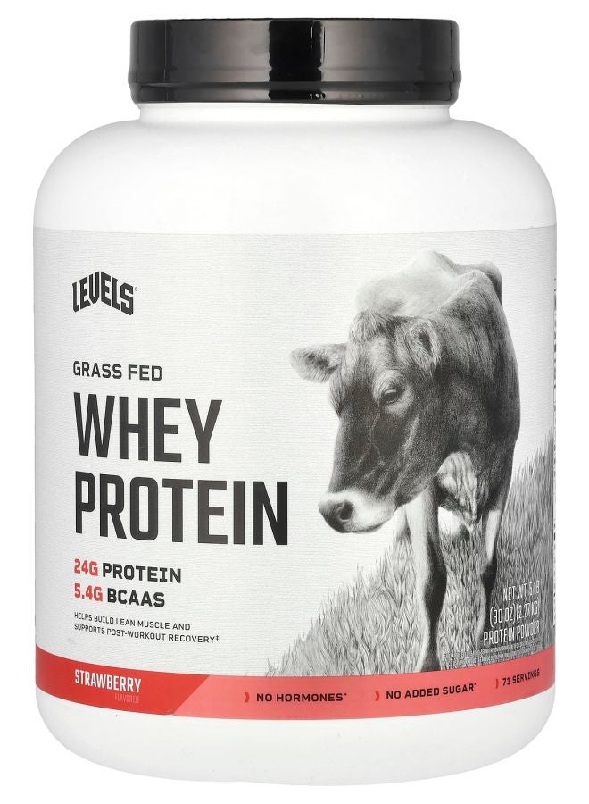 Level Grass Fed Whey Protein Powder Strawberry 5 lb (2.27 kg)