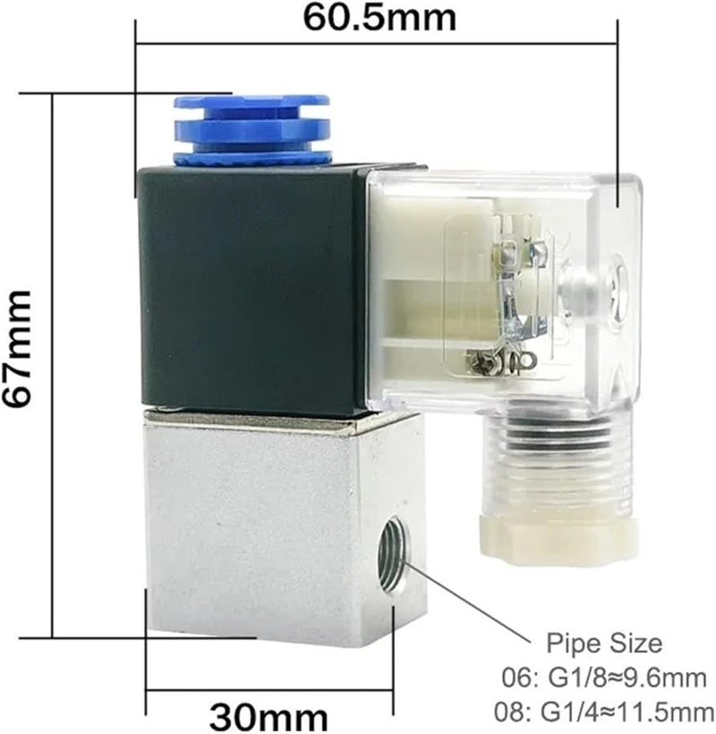 2V025 08 DC12V Two Position Two Way Electromagnetic Air Valve With 8mm Fittings - Image 3