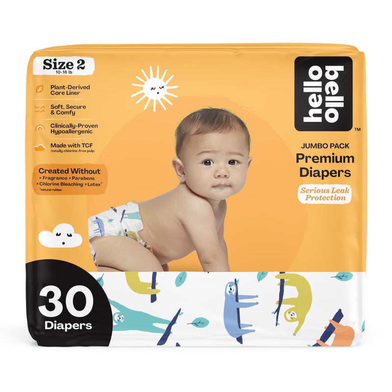 Hello Bello Premium Baby Diapers Size 2 30 Count of Disposable ExtraAbsorbent Hypoallergenic Diapers with Snug and Comfort Fit Sleepy Sloth