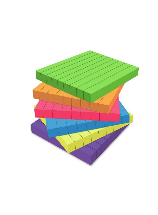 WeTest 6 Pack Color Lined Sticky Notes - Post Bright Stickies Colorful Super Sticking Power Memo Pads, Strong Adhesive, 100 Sheets/Pad(3X3 In) - Image 1