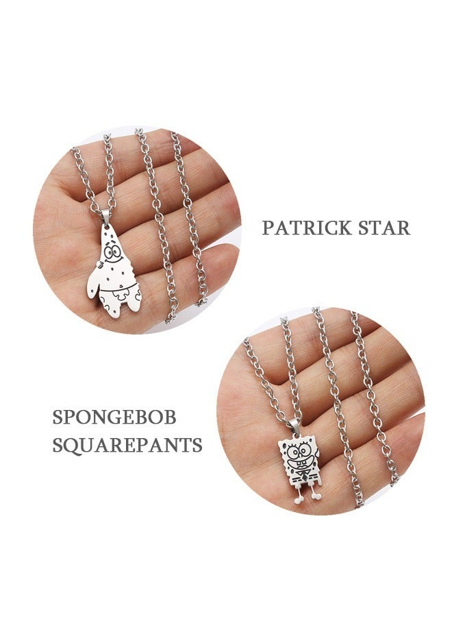 قلادة الصداقة على شكل ألغاز كرتونية ، مجموعة عقد من الفولاذ المقاوم للصدأ المقاوم للبهت من الفولاذ المقاوم للصدأ ، هدية مجوهرات متطابقة مع عقد الأصدقاء (أبيض) - Image 3