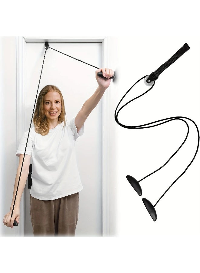 Goolsky Adjustable Shoulder Arm & Back Exercise Rope with Pulley System, 2m-2.5m Length, Portable Fitness Equipment for Post-Surgery Recovery, Durable PVC & Nylon Material, Black - Image 1