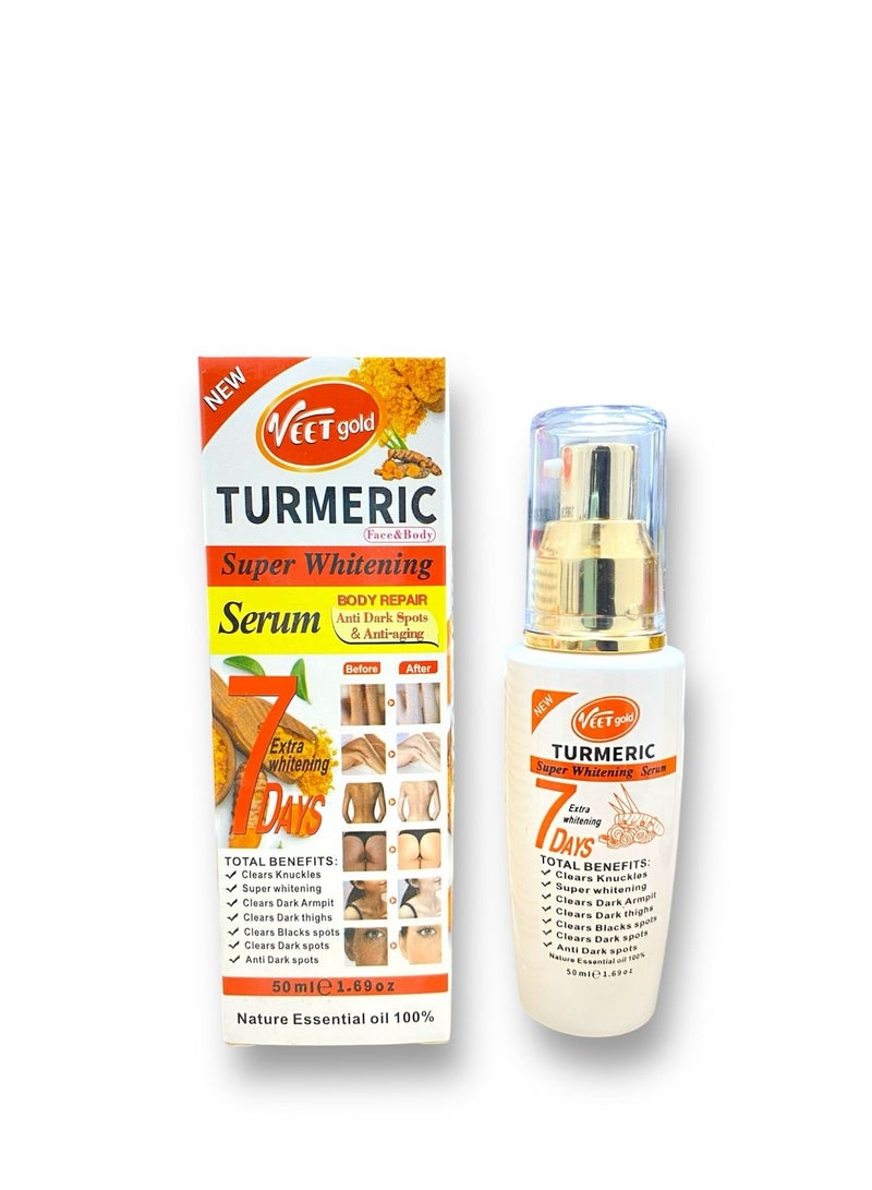 Veet gold Turmeric Super Whitening Face & Body Serum Moisturizing & Repairing Body, 50ml - Image 1
