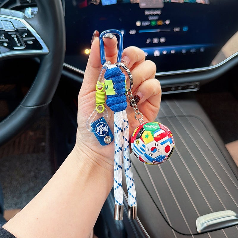 Sports Car Keychain - Creative Woven Rope Bag Charm for Soccer and Basketball Fans - Image 3