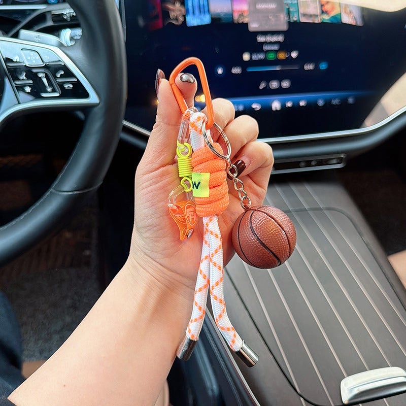Sports Car Keychain - Creative Woven Rope Bag Charm for Soccer and Basketball Fans - Image 1