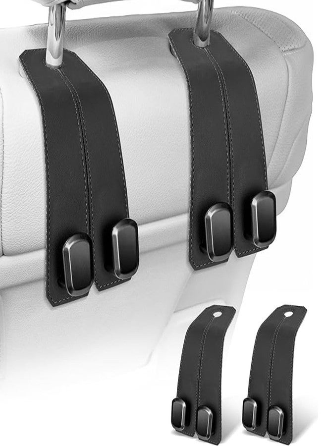 TASMAX Back Seat 2-in-1 Leather Hanger Hook car Interior Accessories Bag Holder Headrest Hanger with Hooks Car Seat Storage Hooks for Bags Car Seat Storage Hooks for Bags, Purses, Phone (Pack of 2) - Image 1