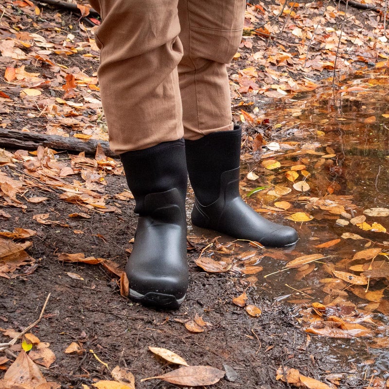 Showave Men's Rain Boots Excursion Rubber Boot Calf High Waterproof Insulated Mud Boots Outdoor Footwear for Trekking Gardening Farming Hunting Fishing, Camo Size 10 - Image 3