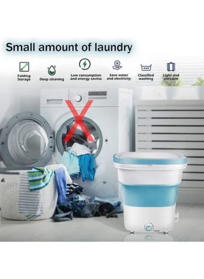 SHOPI Small Washing Machine MM Travel Mini Washing Machine, Ultrasonic Ozone Cleaner, Foldable Underwear Washing Machine, 99.9% Cleaning Power, Portable Small Washing Machine (Blue) - Image 3