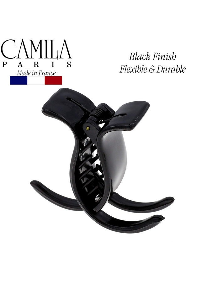 CAMILA مشبك شعر فرنسي Nv07 من باريس للنساء باللون الأسود 3 أسنان لحامل ذيل الحصان مشابك شعر للفتيات قبضة قوية لا تنزلق مصنوعة في فرنسا - Image 2