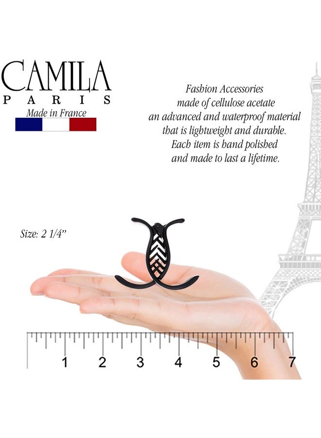 CAMILA مشبك شعر فرنسي Nv07 من باريس للنساء باللون الأسود 3 أسنان لحامل ذيل الحصان مشابك شعر للفتيات قبضة قوية لا تنزلق مصنوعة في فرنسا - Image 3