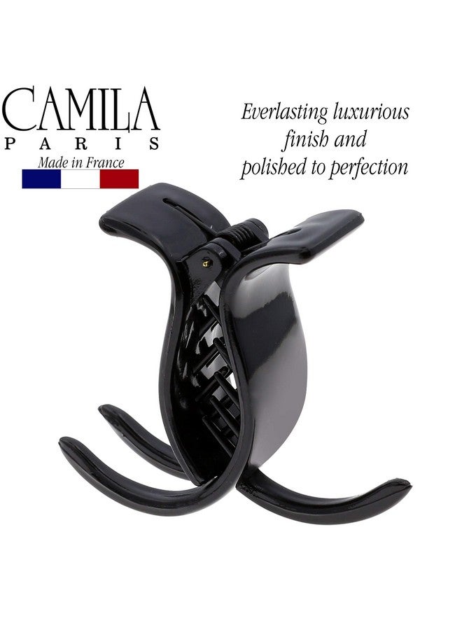 CAMILA مشبك شعر فرنسي Nv07 من باريس للنساء باللون الأسود 3 أسنان لحامل ذيل الحصان مشابك شعر للفتيات قبضة قوية لا تنزلق مصنوعة في فرنسا - Image 4