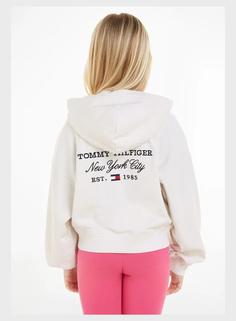 TOMMY HILFIGER Youth Script Zip Through Hoodie