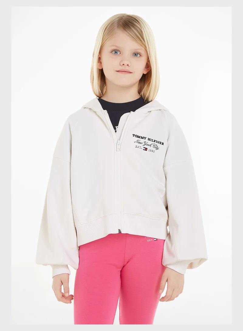 TOMMY HILFIGER Youth Script Zip Through Hoodie